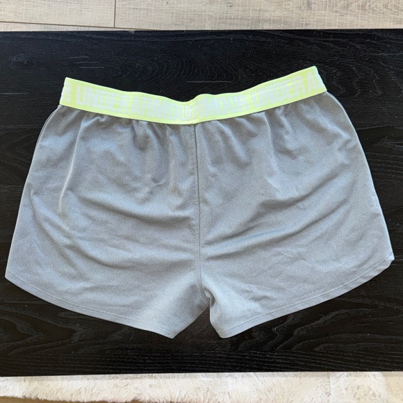 Under Armour Women's Athletic Shorts in Gray with Neon Yellow - Picture 5 of 9